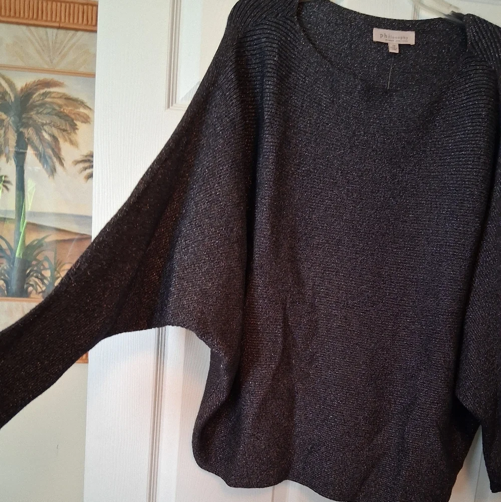 Philosophy Metallic Dark Gray Loose Sweater. 3X  NWT - Picture 4 of 7